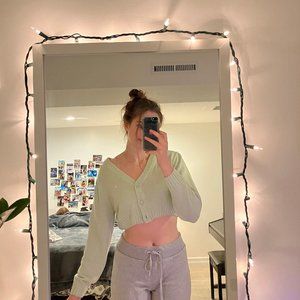 H&M long sleeve green cardigan